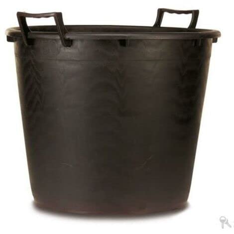 Vaso Mastello Per Piante Da 100 Lt Da Giardino, Orto, Vivaio, Tinozza Con Manici E Fori - Mastellone Nero - Dimensioni : 60X55X51 Nero