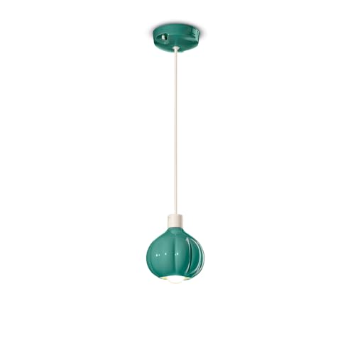 Sospensione Afoxè 1 Luce Decò In Ceramica Made In Italy C2640 Tuchese Ø 13