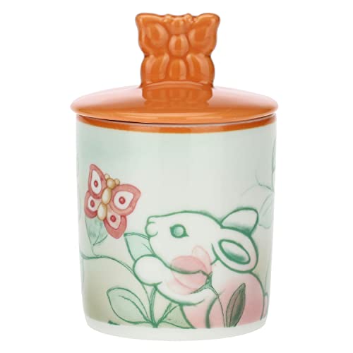 Thun Pasqua 2023, Barattolo Con Coperchio Decorato Con Coniglietto E Farfalla In Porcellana Decorata A Mano, Linea Pasqua Favolosa, 7.2X7.2X8 Cm H