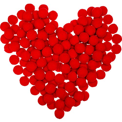 100 Pezzi Pom Pom Natale Soffice Pom Pom Palla Per Decorazione Arte Mestieri Fai Da Te, Rosso (2.5 Cm)