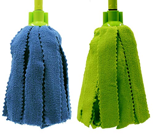 Pongal Pack 2 Microfibre Mops Strisce Verdi E Blu