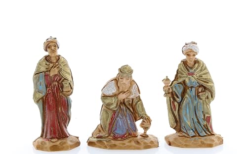 Moranduzzo Tris Re Magi Per Presepe Da Cm 3,5 Scala 1:50 - Statuine Presepe Indistruttibili - Stile 700', Pittura Rifinita A Mano, Prodotto Ufficiale,