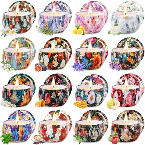 Bbltiff Candele Profumate, 16 Pezzi Set Candele Profumate, Candele Decorative, Candela Profumata Regalo Cera Di Soia Naturale, Per Bagno, Matrimonio,