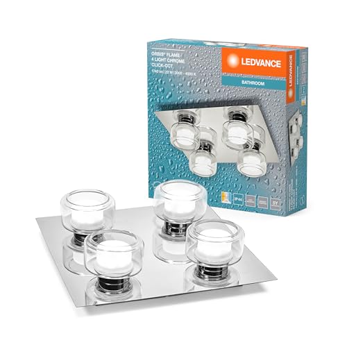Ledvance Orbis Flame Lampada Da Parete E Soffitto Con Led, Cromo, 22W, 1400Lm, 3000/4000K,(Bianco Freddo E Bianco Caldo), Protezione Ip44 Contro Corpi