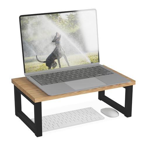 Relaxdays Cassetta Portavalori 2 Chiavi Sicurezza Supporto Per Monitor, Alza Schermo Pc Per Scrivania, Hlp: 15X40X23 Cm, Organizer Ufficio, Ferro, Leg