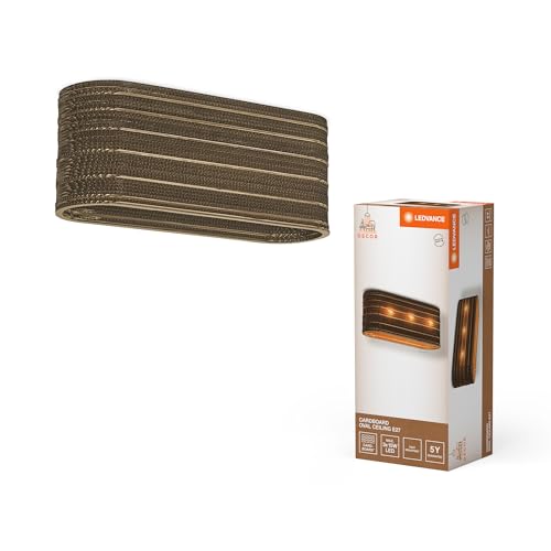 Ledvance A 3 Luci Decor Cardboard Ovale Marrone In Cartone Ondulato, E27, Lunghezza 600 Mm, In Materiale Riciclato, Sostenibile Grazie Alla Sorgente L