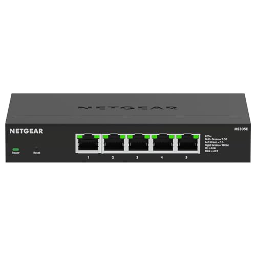 Netgear Ms305 5 Port 2.5 Gbit Smart Switch, Multi-Gigabit Lan Switch (Network Switch With 1G/2.5G, Desktop Or Wall Mounting)