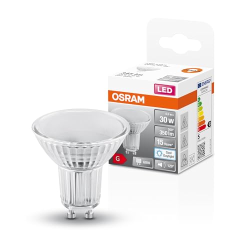 Osram Led Star Par16 Per Faretti E Spot In Bianco Luce Diurna (6500 K), Trasparente, Diametro 50 Mm, Con 4,3 W Per 350 Lm, Attacco Retrofit Gu10, Vetr