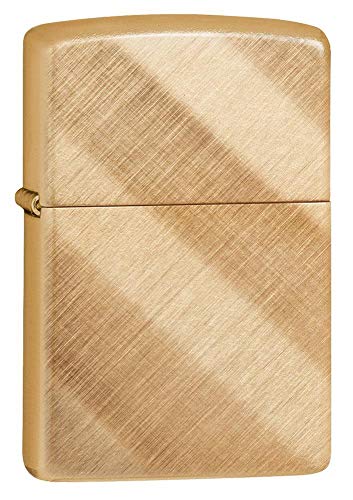 Zippo Weave Brass Pocket Lighter, Accendino Tascabile Unisex-Adulto, Ottone A Trama Diagonale, Classic