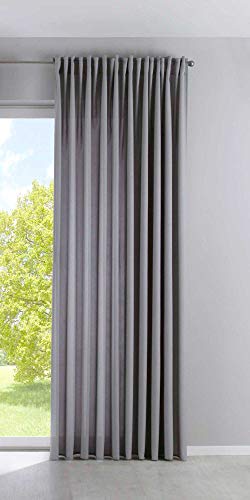 Gardinenbox Coprente Palermo Tenda Extra Larga, Opaca, Traslucida, Con Passanti Nascosti, Fermatenda, 10002651, Poliestere, Grigio, 300.00 X 250.00 Cm