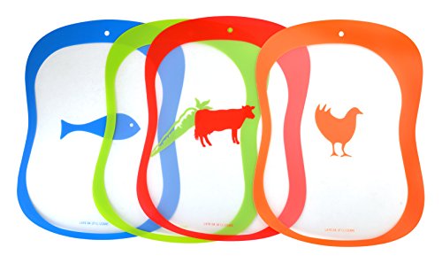 Habi Confezione 4 Taglieri Polipropilene, Assortiti, 40 X 30 Cm, Plastica, Multicolore