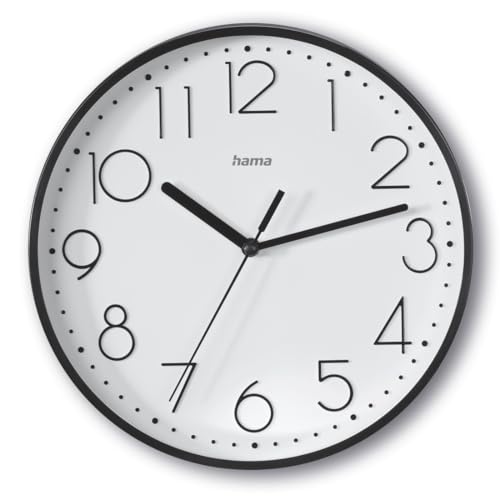 Hama Orologio Da Parete Salina, Ø 22 Cm, Senza Ticchettio, Nero