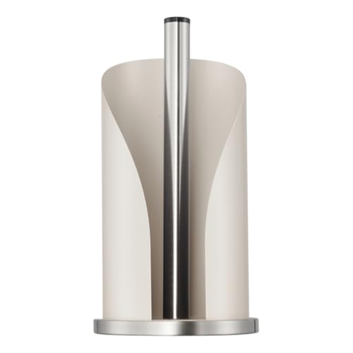 Wesco Porta Rotolo Di Carta Di Colore Sabbia Opaco In Acciaio Inox E Lamiera Di Acciaio Verniciato Colorato, Base Stabile In Acciaio Inox, Per Rotoli 