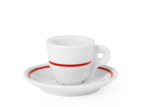 Royal Norfolk 7077800 Set 6 Tazzine Da Caffè In Porcellana Bianca, Decoro Rosso, Con Piattino, Cc65