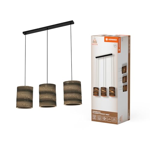Ledvance A 3 Luci Decor Cardboard Cilindro Marrone In Cartone Ondulato, E27, Lunghezza 830 Mm, In Materiale Riciclato, Sostenibile Grazie Alla Sorgent