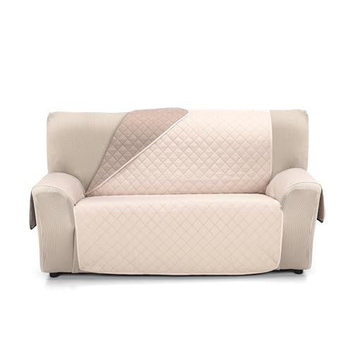 Martina Home Copridivano Imbottito Reversibile Ambra 2 Posti Xl Lino/Pelle