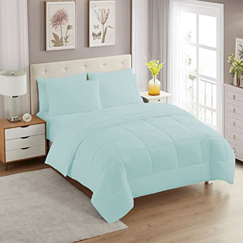 Sweet Home Collection Set Alternativo Ultra Morbido In Piuma E Lussuose Lenzuola, Poliestere, Acqua, Queen Size