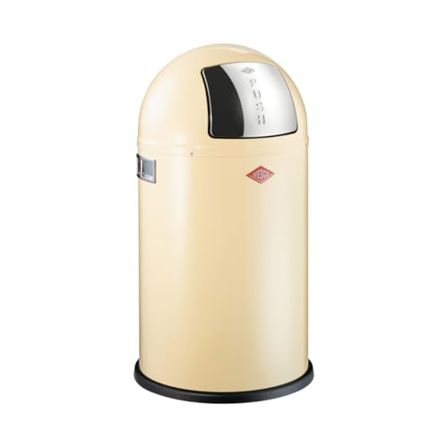 Wesco Pushboy Junior, Pattumiera In Colore Mandorla, Lamiera D'Acciaio Verniciata A Polvere, Volume 22 Litri, Grande Aletta In Acciaio Inox, Contenito