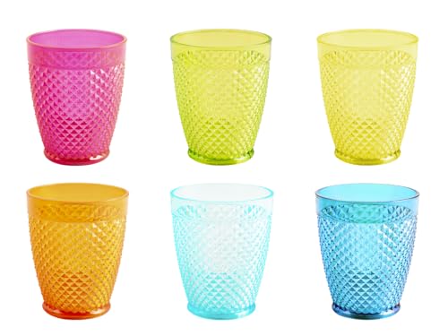 H&H Set 12 Bicchieri Diamond Colori Assortiti Cl35