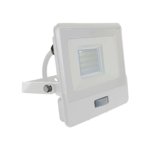 V-Tac Faro Led Da Esterno Con Chip Samsung 20W Con Sensore Pir Di Colore Bianco Impermeabile Con Cavo Da 1 Metro, Luce Bianco Naturale
