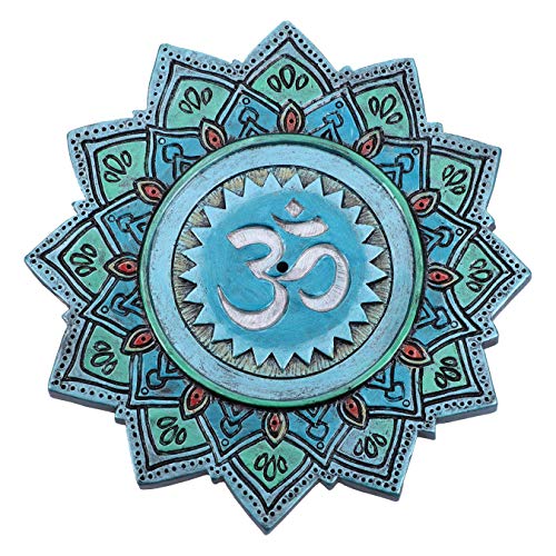 Nemesis Now - Set Di 4 Bruciatori Di Incenso Shabda-Brahman, Con Simbolo Del Suono Sacro, 13,5 Cm, Colore: Blu
