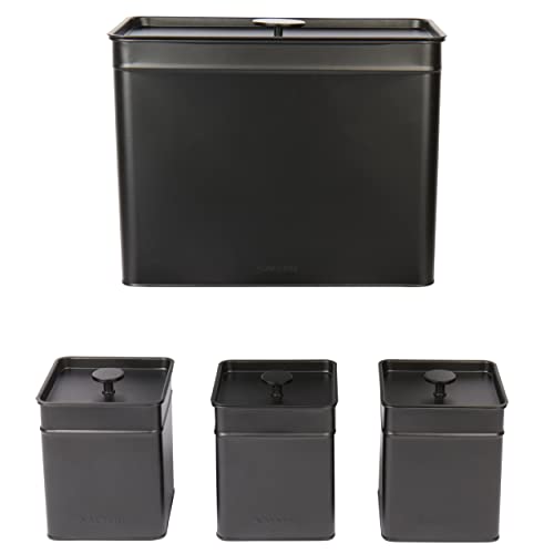 Salter Bw12614Eu7 Set Di Barattoli, 4 Pezzi, Contenitori Quadrati Per Pane/Tè/Caffè/Zucchero, Organiser Per Ripiani, Mantiene Gli Alimenti Freschi, Fa