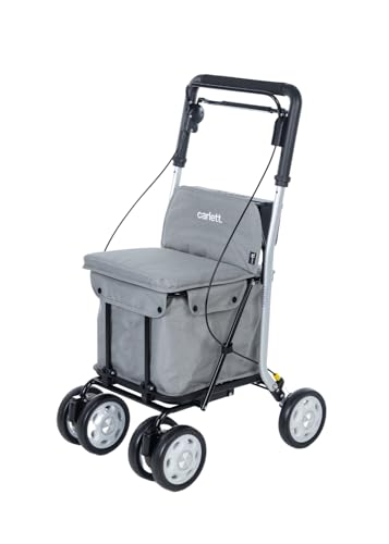 Carlett - Carrello Spesa Per Supermercato - Omologato Per Uso Medico - Sedile Con Schienale Incorporato - 4 Ruote A 3 Posizioni - Capacità 15 Kg - Bor
