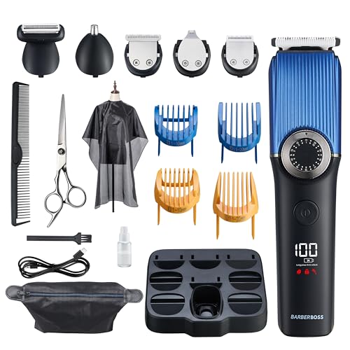 Barberboss Regolabarba Uomo, Tagliacapelli Senza Fili Da Uomo: Trimmer Per Uomo, Kit Per La Toelettatura, Impermeabile, Rasoio Per Peli Del Naso Per U