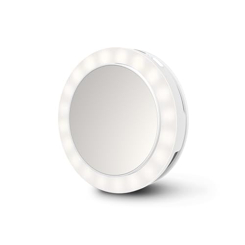 Ecomed By Medisana Cm20-E Specchio Per Selfie Con Luce Led, Specchio Per Il Trucco Da Portare In Viaggio, Adatto A Smartphone, Cellulari, Laptop E Tab