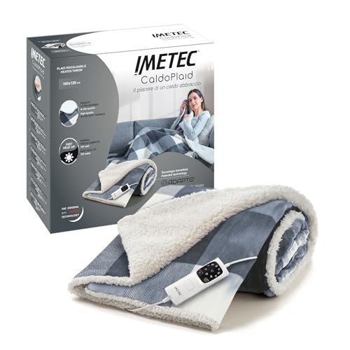 Imetec Caldoplaid Tartan Grey, Plaid Riscaldabile, Morbida Coperta Elettrica 160X120 Cm, Basso Consumo, Tecnologia Adapto, Dispositivo Di Sicurezza, R