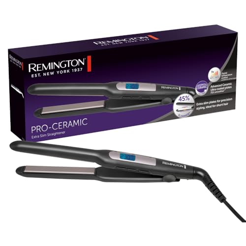 Remington Piastra Per Capelli Pro-Ceramic Extra Slim – Per Capelli Corti, Barba E Pixie (Piastre Galleggianti, Rivestimento Ceramico Avanzato, 9 Impos