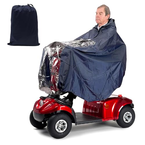 Qusllis Poncho Antipioggia Per Mobile Elettrico, 100% Impermeabile, Per Cellulare Per Anziani, Con Custodia, Con Strisce Riflettenti, Pannello Traspar