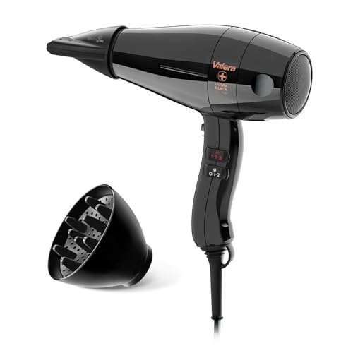 Valera, Swiss Silent Jet Light 7500 Ultrablack, Asciugacapelli Professionale, Phon Silenzioso E Leggero, Con 6 Livelli Di Temperatura, Ionizzatore, Ca