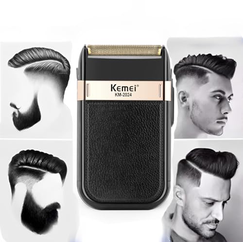 Kemei Rasoi A Lamina Per Uomo, Rasoio Elettrico A Batteria, Impermeabile Usb Ricaricabile Cordless Electric Skin Fade Barbiere Rasoio A Lamina