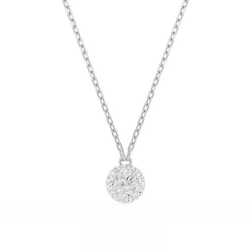 Swarovski Dextera - Collana Da Donna Con Ciondolo A Forma Di Sfera, Placcata Al Rodio, Colore: Bianco, 38-45 Cm Length, Cristallo, Cristallo