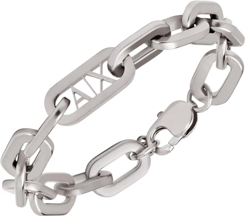 Armani Exchange Bracciale A Catena In Acciaio Inossidabile Uomo, Grigio (Grey)
