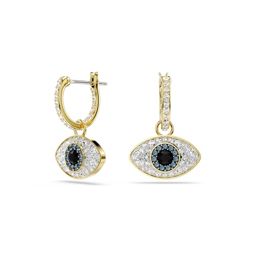Swarovski Orecchini Pendenti Symbolica, Evil Eye, Blu, Placcato Color Oro