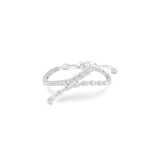 Swarovski Braccialetto Matrix, Taglio Misto, Bianco, Placcato Rodio