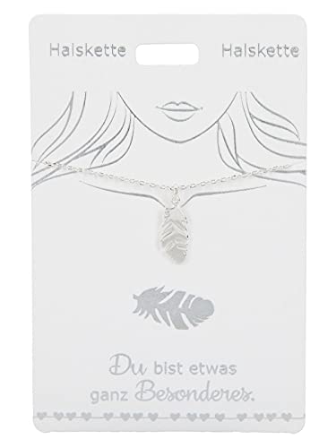 Depesche 4710-013 - Collana Con Ciondolo A Forma Di Piuma, Placcata Argento, Regolabile In Lunghezza (42 Cm + 5 Cm), Ideale Come Regalo O Piccolo Pens