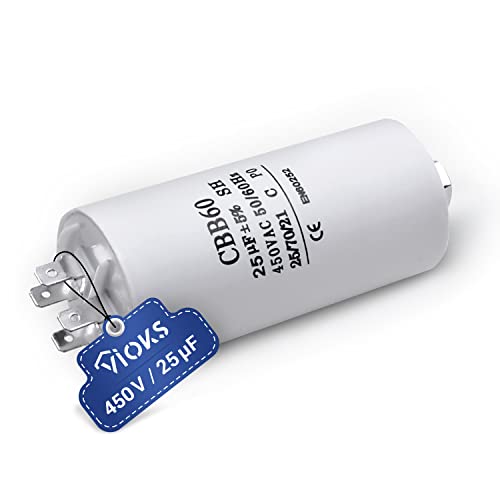 Vioks Cbb60 - Condensatore Di Avviamento Per Motore, 25Μf, 450 V, Amp, 6,3 Mm, Vite M8, Condensatore Elettrico Per Motore Elettrico