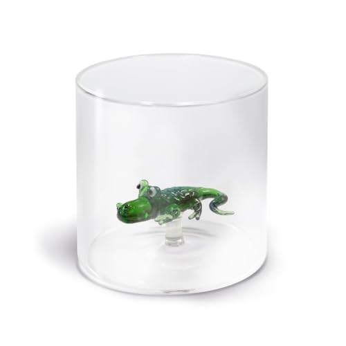 Wd Lifestyle Bicchiere In Vetro Borosilicato 250Ml Con Decorazione (Coccodrillo)