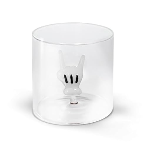 Wd Lifestyle - Bicchiere In Vetro Borosilicato 250Ml Con Soggetto In Vetro Colorato Interno (Mano)