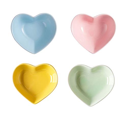 Xinhuigy Ceramica Cuore Forma Salsa Piatto, Multiuso Mini Stagionatura Piatti Sushi Immersione Ciotola Aperitivo Piatti Servendo Piatto Piattini Cioto