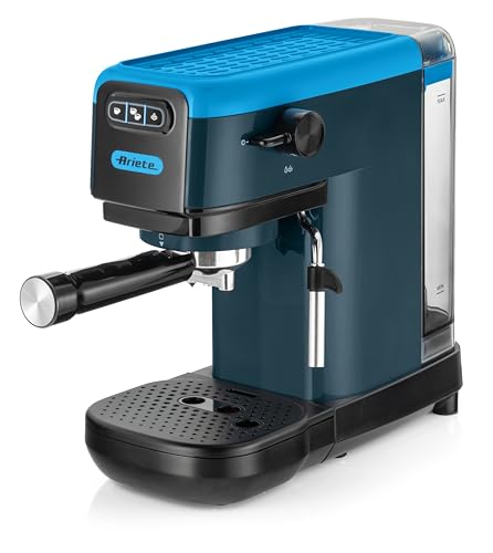 Ariete 1399 Macchina Da Caffè Espresso Sky Blue, Per Polvere E Cialde Ese, 1300 W, Capacità 1,1L, 15 Bar Di Pressione, Filtro 1, 2 Tazze E Cialda Ese,