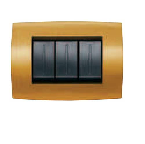 Placca A 3 Posti In Metallo Abb Elos Soft Colore Giallo Sahara
