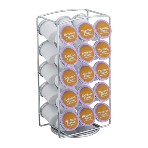 Relaxdays Porta Cialde Caffè, Organizer Portacapsule Per 30 Capsule Compatibili Keurig, Hxlxp: 30,5X16X12,5 Cm, Argento