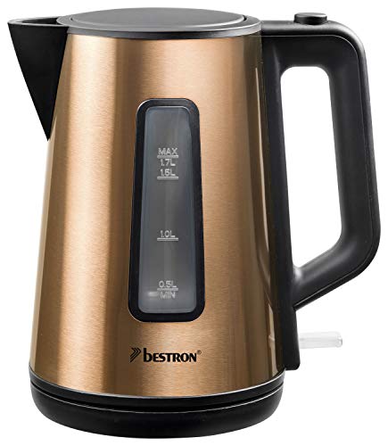Bestron Copper Collection Bollitore Senza Fili, 2200 W, 1.7 Litri, Plastica