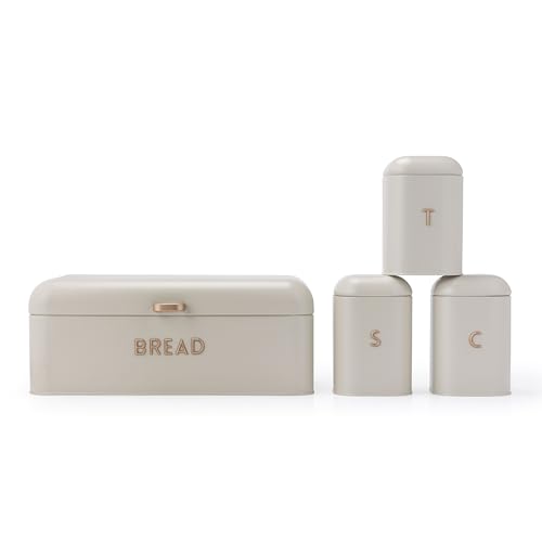 Salter Bw13731Oeu7 Pebble - Set Da Banco, 4 Pezzi, Contenitore Per Pane, Tè, Zucchero, Contenitori Per Caffè, Contenitori Per Riporre Oggetti, Acciaio