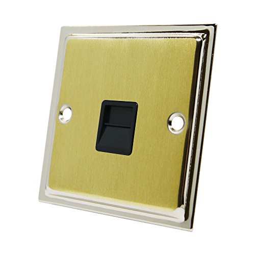 Slimline Duo Satinato In Ottone Cromato Lucido Presa Inserto Nero – Telefono Master Bt Presa Per Primario