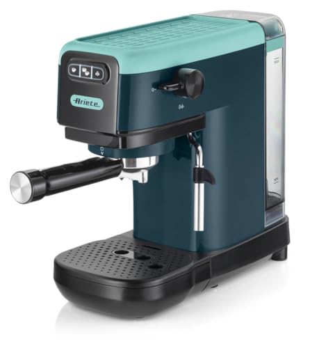 Ariete 1399 Macchina Da Caffè Espresso Light Aquamarine, Per Polvere E Cialde Ese, 1300 W, Capacità 1,1L, 15 Bar Di Pressione, Filtro 1, 2 Tazze E Cia